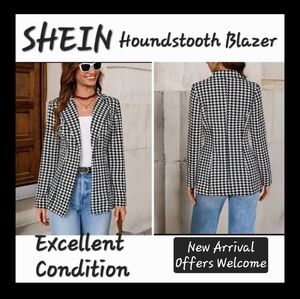 SHEIN Classic Houndstooth Blazer. Excellent Condition NWOT Size Medium